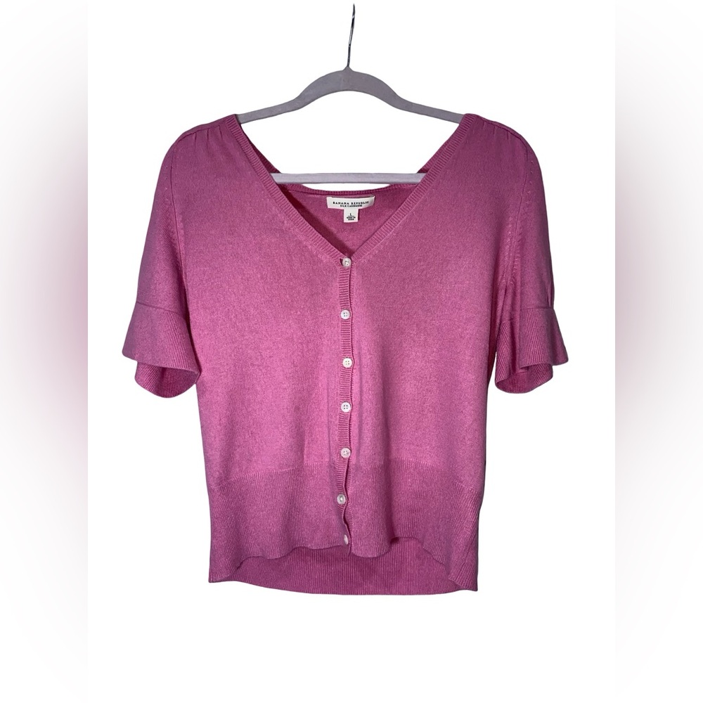 Banana Republic silk and Cashmere short sleeve button down top size L